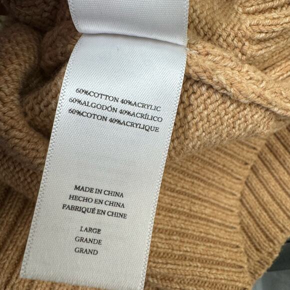 Rails Tan Francis Cable & Fringe Cotton Blend Sweater Pullover Warm Comfy Size L - Picture 5 of 6